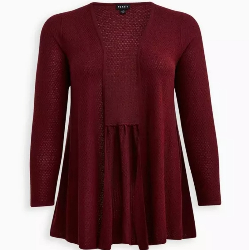 Torrid 12 0X Drape Front Cardigan Sweater Zinfandel L 0X